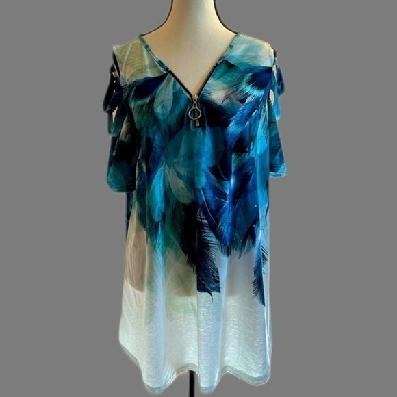 SHEIN Women’s Short Sleeve Cold Shoulder Knit Top - NWOT - Size XL - Mint! - Picture 3 of 6